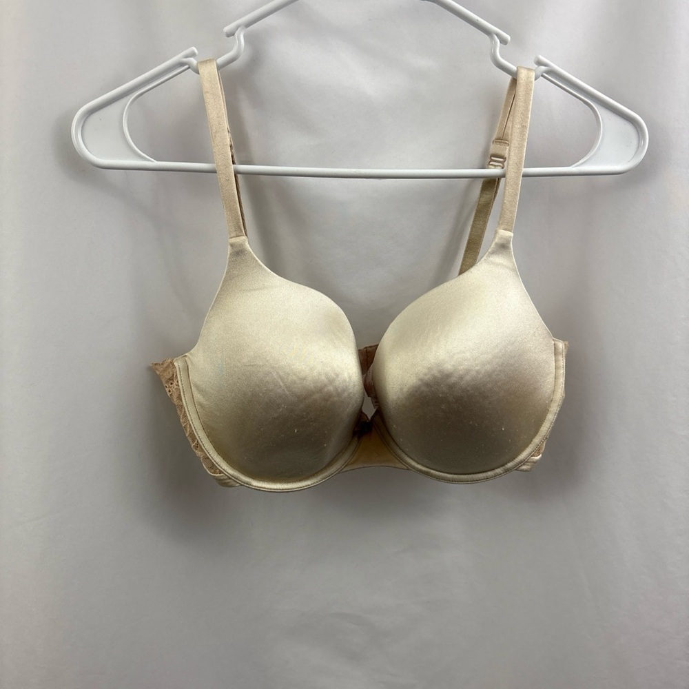 Victoria Secret Bra 36DD Demi Angels Lined Demi Beige Lace